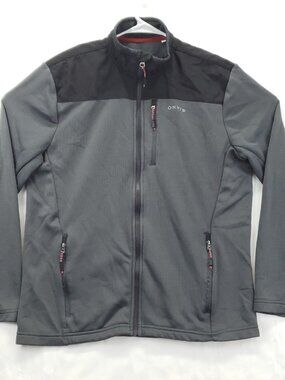 Orvis Jacket Mens Medium Black Gray Fleece Lined Long Sleeve Mock Neck Full Zip